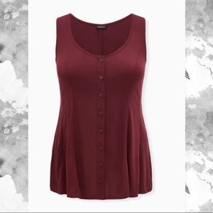 Torrid: BURGUNDY PURPLE CHALLIS FIT & FLARE TANK
